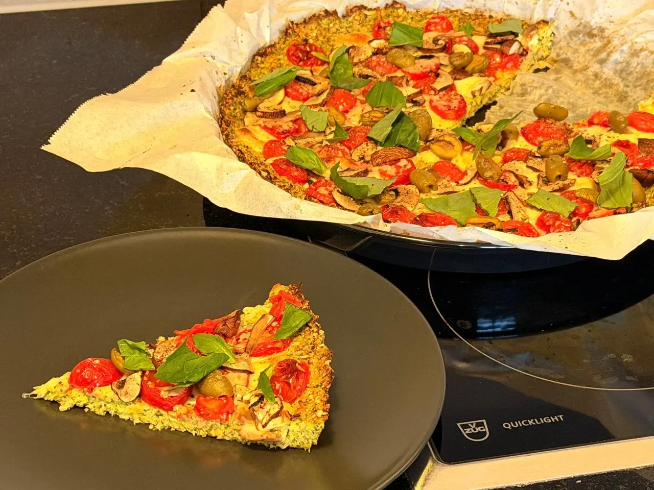 Pizza avec pâte au brocoli